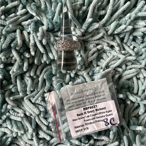 Silver Rhodium-Plated Ring with White Agate and Quartz